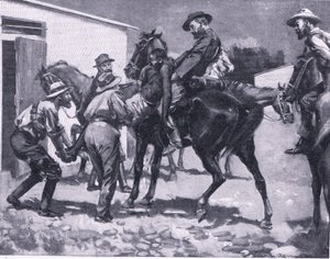 Ezaus se pokusil o útěk, z After Pretoria: The Guerilla War vydané Harmsworth Bros Limited, 1901