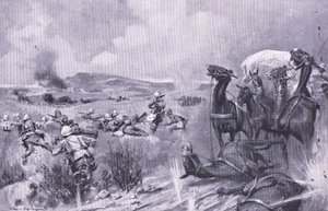 Útok na konvoj v Buffelspoortu, ilustrace z Po Pretorii: Guerilla War, 1902