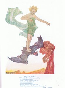 Píseň Ariel (The Tempest), z Tales from Shakespeare pub. od Ward Lock & Co Ltd