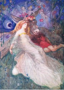 Bottom and the Fairy Queen (Sen noci svatojánské), z Tales from Shakespeare pub. od Ward Lock & Co Ltd, 1930-40s
