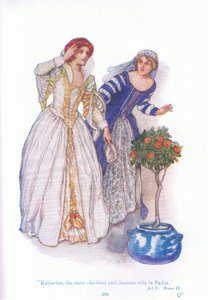 Katherine, nejposlušnější a nejsvědomitější manželka v Padově (Zkrocení zlé ženy), z Pohádek ze Shakespearovy hospody. od Ward Lock & Co Ltd