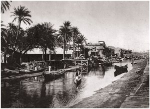 Ashar Creek vedoucí k Shatt al-Arab, Basra, Irák, 1925.