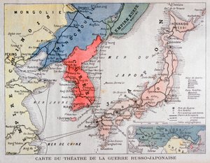Mapa divadla rusko-japonské války, 1904 od A Meunier