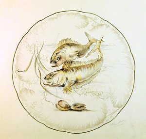 Wedgwood design pro talíř, cca 1880 (akvarel na papíře) od A. Proudlove