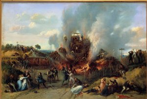 Železniční katastrofa v Bellevue na železnici ve Versailles 8.5.1842 Obraz A. Provost (činný 1834-1855) 1842 Sceaux, musee de l