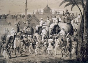 Lucknow, hlavní ulice, z „Voyages in India“, 1859.