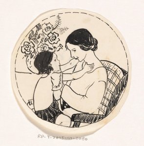 Dívka na matčině klíně od A. Tinbergen (signed by artist)