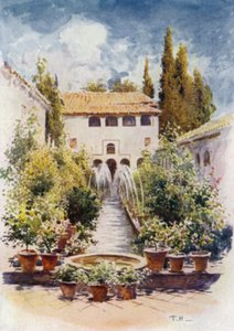 Generalife, Acequia Court (barevné lito) od A. Trevor Haddon
