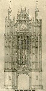 Architektonická kresba: západní přední vnitřní brána, 1833-1834, 1906. od A. W. N. Pugin