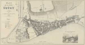 Mapa města Vevey v roce 1726 od A. de Mandrot