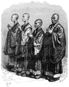 Buddhisté v modlitbě, Japonsko, 19. století.