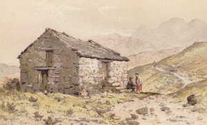 Chata v Ghorphwysfa, Severní Wales (chromolit) od Aaron Edwin Penley