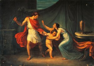 Pyrrhus ohrožuje život malého Astyanaxe od Abbondio Bagutti