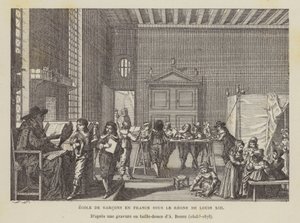 Francouzská chlapecká škola za vlády Ludvíka XIII (litho) od Abraham (after) Bosse