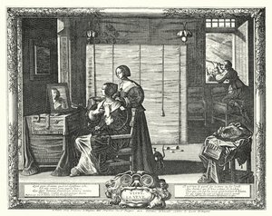 La Toilette (rytina) od Abraham (after) Bosse