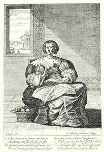 The Embroiderer (rytina) od Abraham (after) Bosse