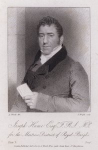 Joseph Hume, skotský lékař, politik a radikální poslanec (rytina) od Abraham (after) Wivell