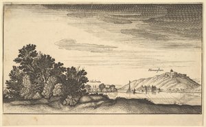 Krajina zobrazující Coblentz a Harmenstein, kopie, 17. století. od Abraham Aubri