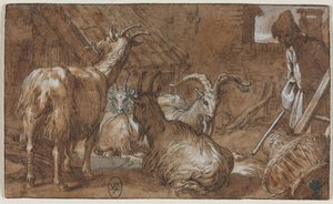 Chlév s kozami a pastevcem koz od Abraham Bloemaert