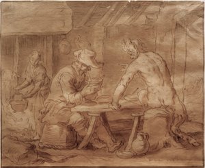 Satyr u farmáře od Abraham Bloemaert