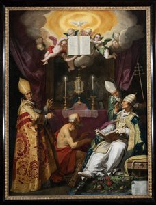 ""čtyři otcové církve"" Znázornění svatého Ambrože z Milána, svatého Augustina z Hrocha, svatého Řehoře Velikého a svatého Jeronýma - obraz Abrahama Bloemaerta (1566-1651) od Abraham Bloemaert
