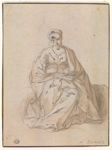 Maria sedí s knihou od Abraham Bloemaert