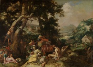 Jan Křtitel káže od Abraham Bloemaert