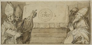 Čtyři latinští církevní otcové před oltářem od Abraham Bloemaert