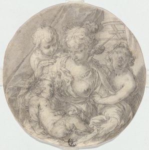 Madona s Ježíškem, s dítětem Janem Křtitelem a dalším dítětem (Caritas) od Abraham Bloemaert