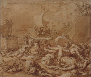 Theagenes a Chariclea po ztroskotání lodi od Abraham Bloemaert