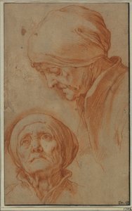 Dvě studie hlavy staré ženy od Abraham Bloemaert