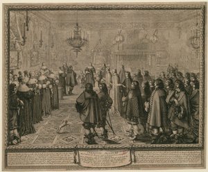 Obřad při sňatkové smlouvě uzavřené ve Fontainebleau za přítomnosti jejich veličenstev mezi Vladislavem IV., králem Polska a Švédska [...] od Abraham Bosse