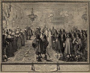 Slavnostní uzavření manželské smlouvy mezi Wladyslawem IV., polským králem a Marií Louise Gonzaga. od Abraham Bosse