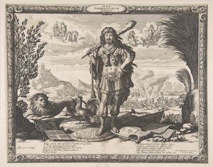 Vyhlášení války Španělsku od Ludvíka XIII.: Král jako Herkules, ca. 1635. od Abraham Bosse