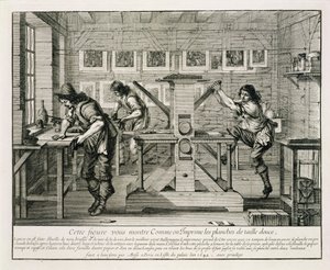 Francouzský tiskařský lis, 1642 od Abraham Bosse