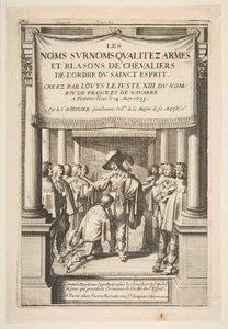 Frontispis Pierre dHoziers Jména, přezdívky, kvalita, erby a erby rytířů..., 1634. od Abraham Bosse