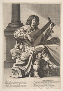 Muž zpívající a hrající na loutnu, polovina až konec 17. století. od Abraham Bosse