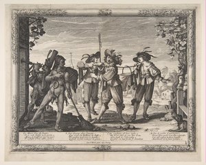 The Hotpot Carried to the Newlyweds, nebo The Racket, ca. 1633. od Abraham Bosse