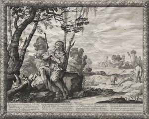 Marnotratný syn: Marnotratný starající se o prasata. od Abraham Bosse