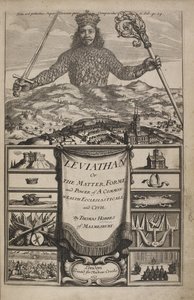Titulní strana knihy „Leviathan, aneb hmota, forma a moc společenství církevního a civilního bohatství“ od Thomase Hobbese