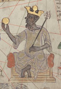 Detail z katalánského atlasu, list 6, zobrazující Mansa Musu trůnící, 1375 od Abraham Cresques
