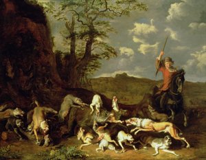 Lov na medvěda, 1655 od Abraham Danielsz. Hondius