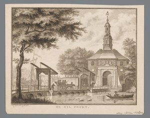 Pohled na Zijlpoort v Leidenu The Zyl Gate (název na objektu) od Abraham Delfos
