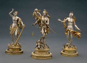Hercules, Omphale a Venuše, kolem 1695-1700 (částečně pokovené stříbrem)