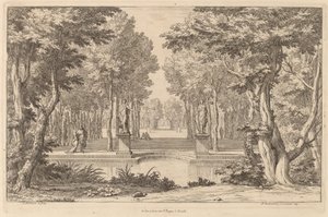 Dvě sochy od Abraham Genoels II after Adam Frans van der Meulen