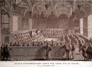 První z francouzské revoluce: Mimořádné zasedání pořádané Ludvíkem XVI. (1754-1793) v paláci ve Versailles, 19. od Abraham Girardet