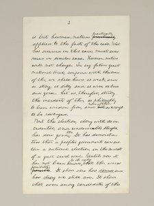 Rukopis podpisu Lincolnovy volební vítězné řeči jako prezidenta, pronesené ve Washingtonu D.C. z okna Bílého domu večer 10. listopadu