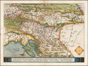 Mapa západního Balkánu z roku 1574 od Abrahama Ortelia od Abraham Ortelius