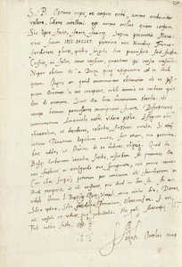 Autogram podepsaný jeho synovci Jacobu Coolovi (Jacobus Colius), Antverpy, 2. února 1595 (pero a inkoust na papíře) od Abraham Ortelius