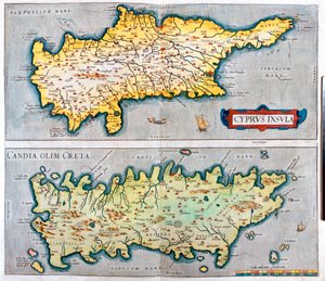 Kypr, Kréta, Kypr, Řecko od Abraham Ortelius